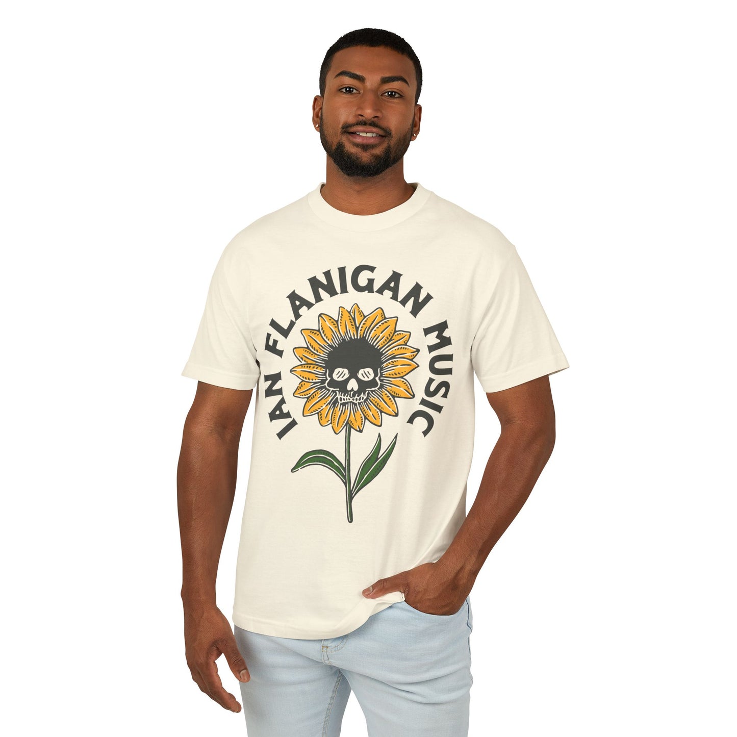 Sunflower Skull Music Tee - Unisex Garment-Dyed Heavyweight Cotton Shirt